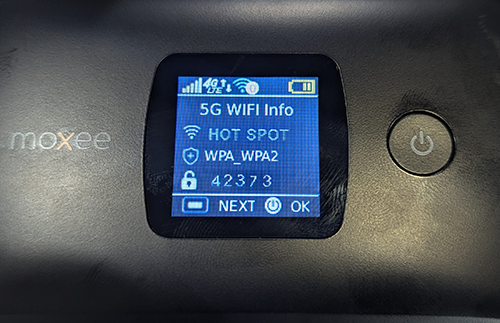 Image of 5G WIFI Info page with network name (SSID) and password