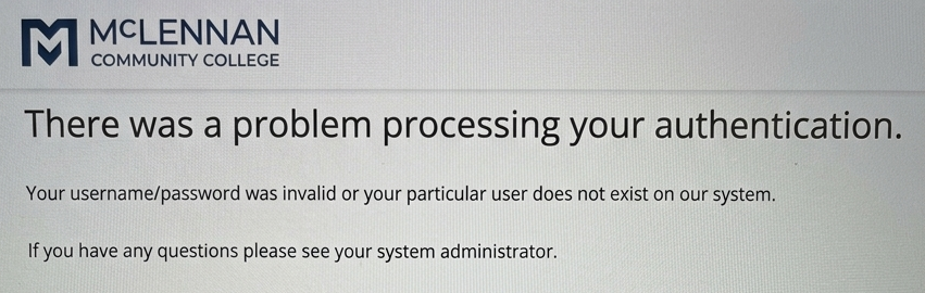 Brightspace authentication error